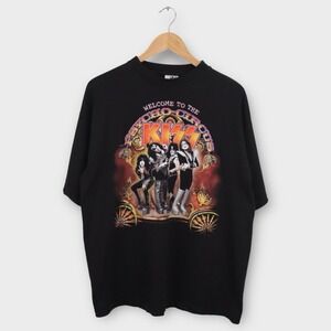 Vintage KISS Psycho Circus Band T Shirt XL Black Rock Graphic USA Made